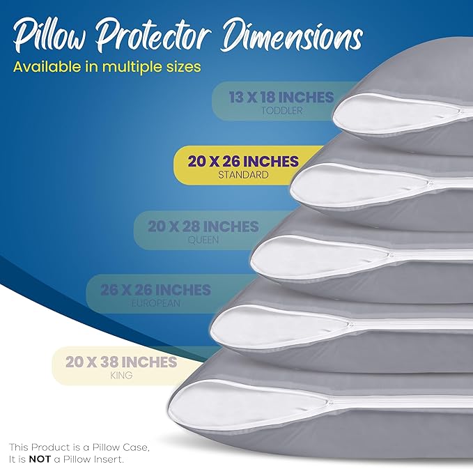 Utopia Bedding Premium 100% Waterproof Pillow Protectors with Zipper Standard Size (Set of 4), Bed Bug and Dust Mite Proof Zippered Pillow Covers, Pillow Encasement Cases, Gray