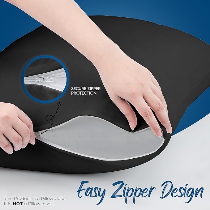 Utopia Bedding Premium 100% Waterproof Pillow Protectors with Zipper Standard Size (Set of 4), Bed Bug and Dust Mite Proof Zippered Pillow Covers, Pillow Encasement Cases, Black