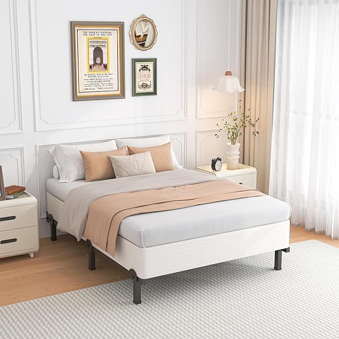 ROIL 10 Inch Twin Box Spring, Heavy Duty Metal Box Spring Mattress Foundation with Fabric Cover, 3500lbs Max Weight Capacity, Easy Assembly, Noise Free, Non-Slip