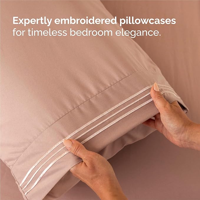King Size 4 Piece Sheet Set - Comfy Breathable & Cooling Sheets - Hotel Luxury Bed Sheets for Women & Men - Deep Pockets, Easy-Fit, Extra Soft and Wrinkle Free Sheets - Mauve Oeko-Tex Bed Sheet Set