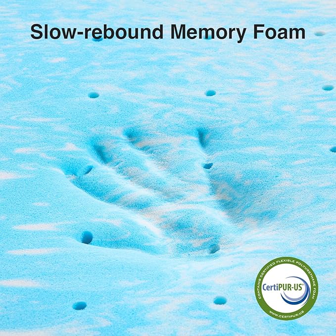 Novilla Memory Foam Mattress Topper Twin - 2 Inch Cooling Gel Infused Memory Foam | Slow-Rebound Pressure Relief | CertiPUR Certified | Comfort for Sleeper Sofa, RV, Camper, Dorm Room