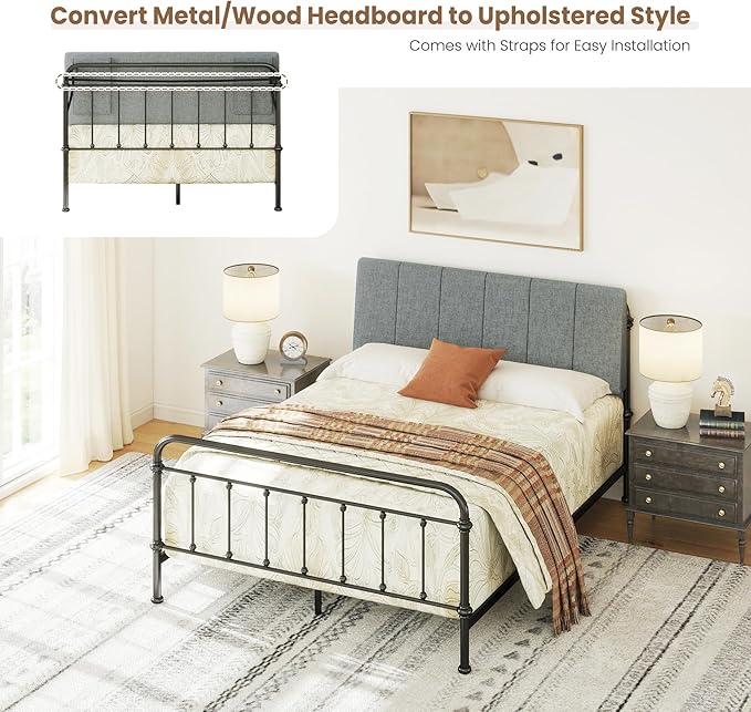 Full Size Headboard Only-No Assembly, Upholstered Headboard Full Size Linen Fabric Modern Style Headboards Extra-Thick, Dark Gray