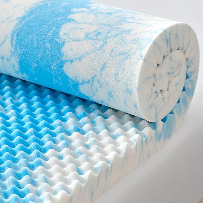SINWEEK 2 Inch Egg Crate Memory Foam Mattress Topper Twin Size, Soft Mattress Pad for Back Pain Relief, Bed Topper, CertiPUR-US Certified, Blue