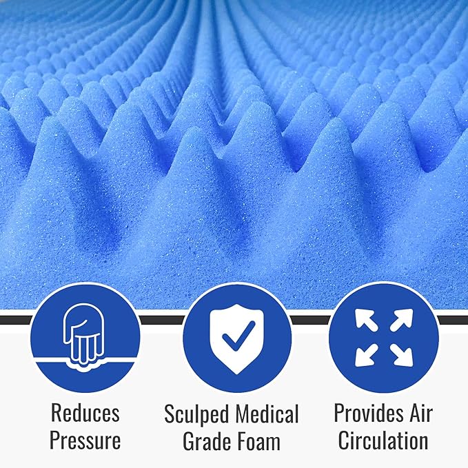 DMI Foam Mattress Topper, Egg Crate Foam Pad, Mattress Pad and Bed Topper for Support, Air Circulation, Pressure Relief and Weight Distribution, Hospital Size Mattress, 33 x 72 x 3 (Pack of 2)