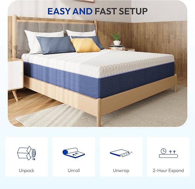 Gelsea 10 Inch Full Size Mattress, Firm Gel Memory Foam Full Mattress in a Box, Firm Back Support for Pressure Relief & Spinal Alignment, CertiPUR-US Certified, Fiberglass-Free