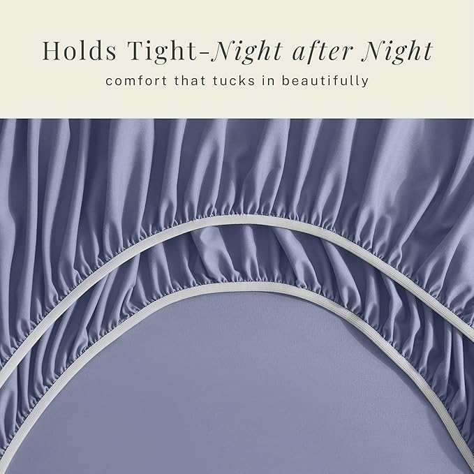 Hearth & Harbor Extra Deep Pocket Sheets - Fits Mattress 18-24 Inches Deep - Extra Deep Pocket Twin Sheets Sets - 4 Piece Twin Size - Steel Blue