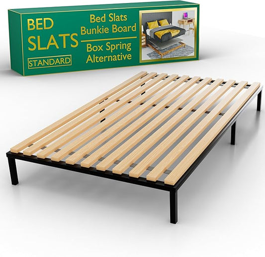 Treaton, 0.68-Inch Vertical Wooden Bunkie Board/Bed Slats, Twin, Beige