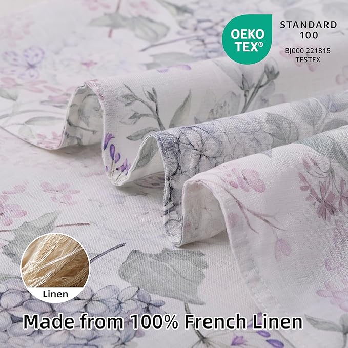 CHUFFED 100% French Linen Pillow Cases Spring Ivy Print, Farmhouse Floral Stone Washed Pillow Shams with Envelope Closure Soft Breathable Vintage Pillow Covers for Decor,20x36 inches