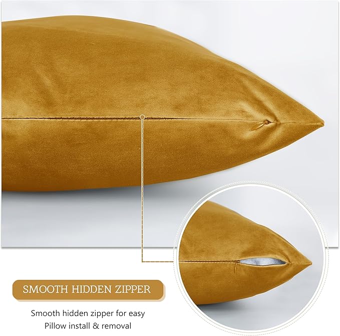 StangH Mustard Gold Velvet Body Pillow Cover 20x54, Super Soft Cozy Luxury Fuzzy Long Pillowcase with Hidden Zipper, Decorative Pillow Case for Pregnancy/Baby, 1 Piece