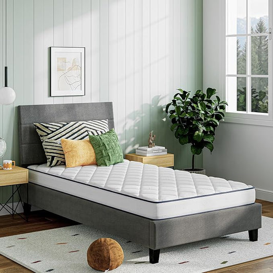 Novill 6/8 Inch Twin XL Mattress, Foam and Spring Hybrid Twin XL Mattress with Medium Support, CertiPUR-US Certified Foam & Steel Coils, Durable Design, Guest and Youth Bedroom, Eco-Friendly Packaging