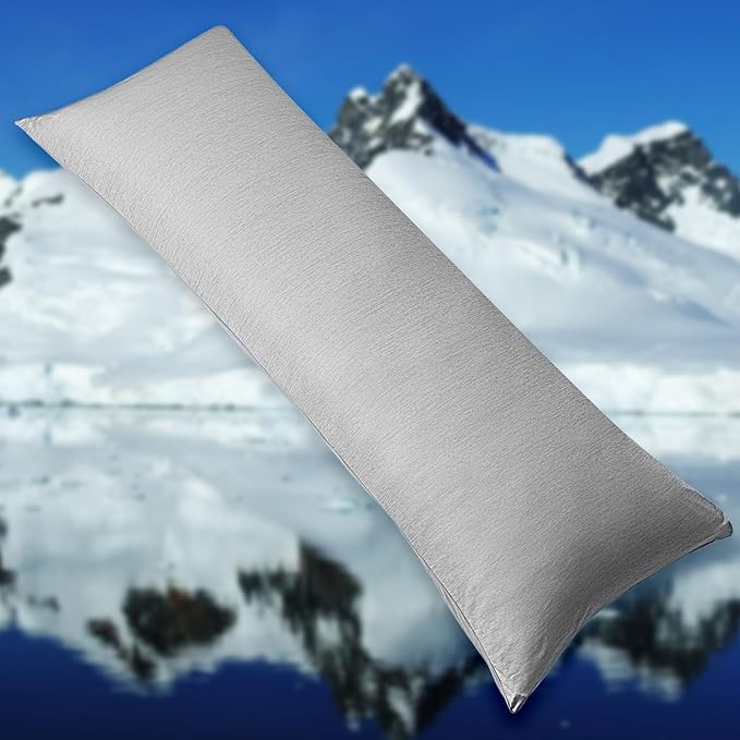 HOMFINE Cooling Pillowcase Body Size - Double Side Q-Max 0.439 Cooling Fiber for Pillow Protector, Breathable Long Cold Pillow Cover for Hot Sleeper Night Sweat, Hidden Zipper, 1 Pack (20"x54", Grey)
