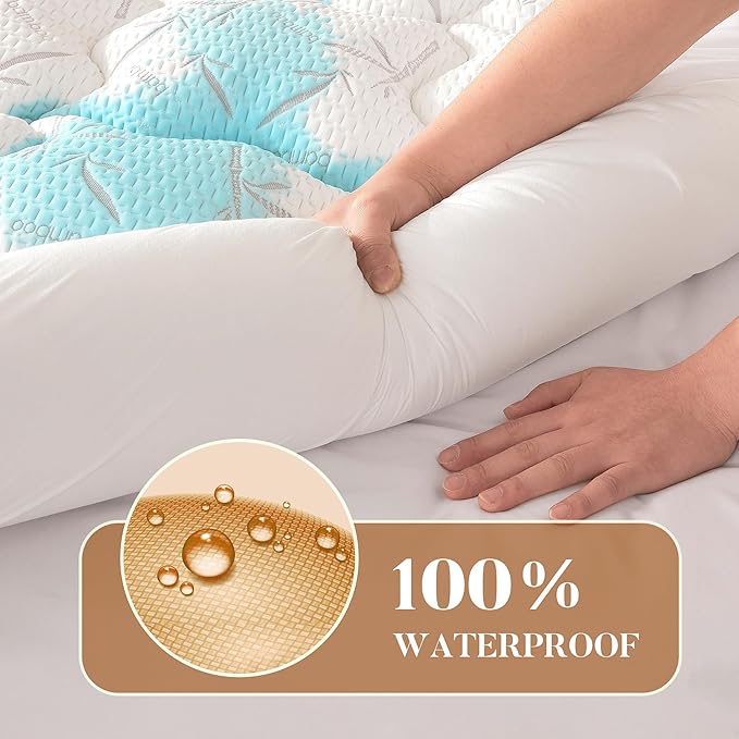 PRIMESOFT 100% Waterproof Full Size Mattress Topper, Thick Pillow Top Mattress Pad，Up to 21 Inch Deep Pocket, Soft Breathable Mattress Pad for Back Pain, Protector Cover(White)