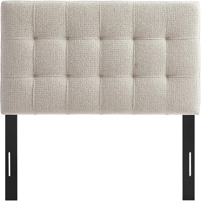 Modway Lily Twin Size Headboard with Biscuit Tufting in Dove - Fabric Upholstery with Padded Design and 5 Height-Adjustable Mounts