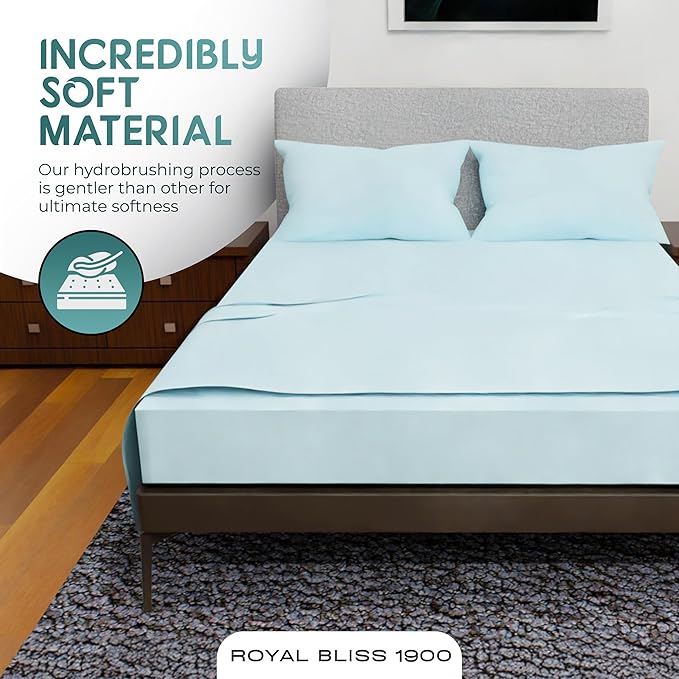 California King Sheet Sets – 4Pcs Cal King Bedding Set, Deep Pocket, Double Brushed Microfiber, Fade Resistant, Soft & Breathable Bed Sheets for Ultimate Comfort(Aqua)