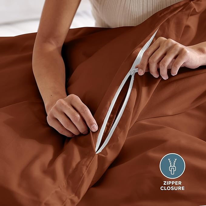 Bare Home Bedding Duvet Cover Extra Long Size - Premium 1800 Super Soft Collection - Lightweight, Cooling - Soft Breathable Bedding Duvet Cover (Twin/Twin XL, Terracotta)