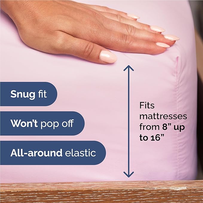 Full 6 Piece Sheet Set - Comfy, Breathable & Cooling - Hotel Luxury Bedding for Women, Men, Kids, Teens & Children - 1 Flat & 1 Fitted Sheet & 4 Pillowcases w/ Deep Pockets - Wrinkle Free - Light Pink