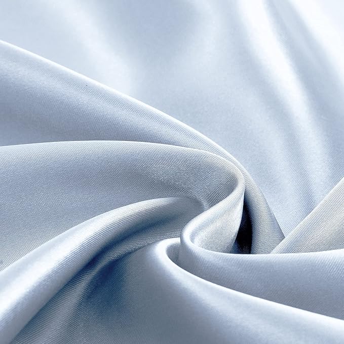 Homiest 4pcs Satin Sheets Set Luxury Silky Satin Bedding Set with Deep Pocket, 1 Fitted Sheet + 1 Flat Sheet + 2 Pillowcases (King Size, Baby Blue)