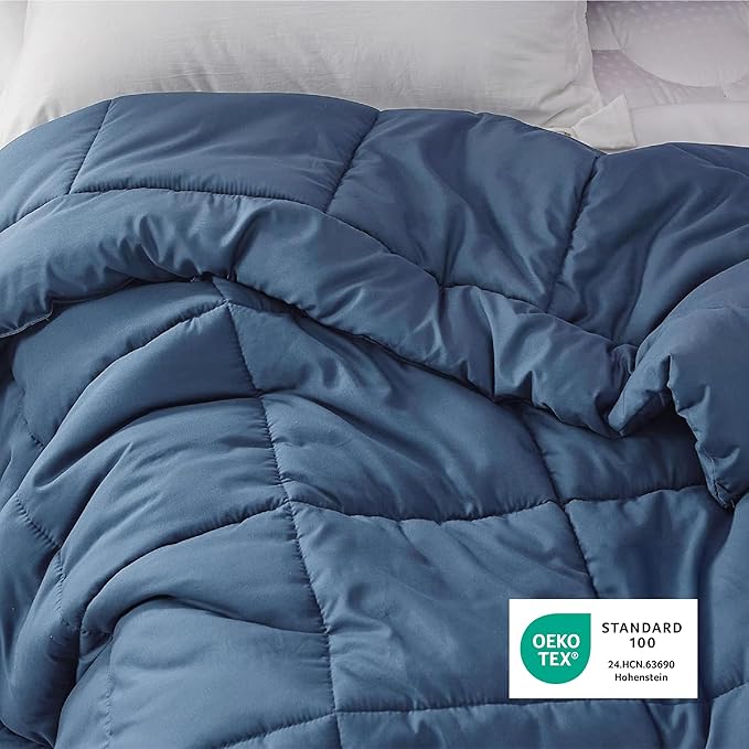 Bedsure Comforter Duvet Insert - Quilted Comforters Twin Size, All Season Duvet, GentleSoft Down Alternative Bedding Blanket, with 8 Tabs, Gifts for Women/Men, Dark Slate Blue, Twin 88 x 68 Inches
