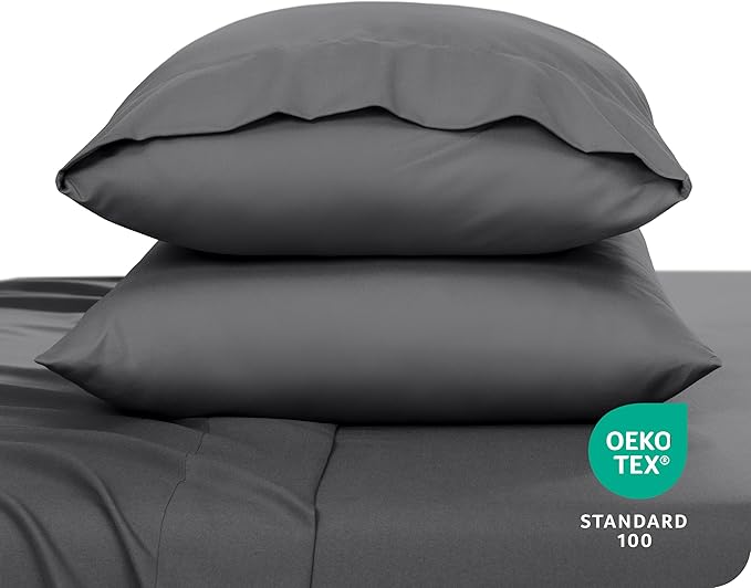 Bare Home Microfiber Pillow Cases - King 20x36 - Cooling Pillowcases - Double Brushed - Easy Care - Envelope Closure (King Pillowcase Set of 2, Grey)