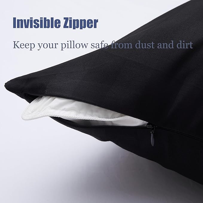 100% Cotton Classic Pillow Protectors with Invisible Zipper, 600 Thread Count Sateen Weave Soft and Breathable Pillow Cases, Protect Pillows from Dirt, Dust and Debris (Standard, 20"x26", Set of 4)