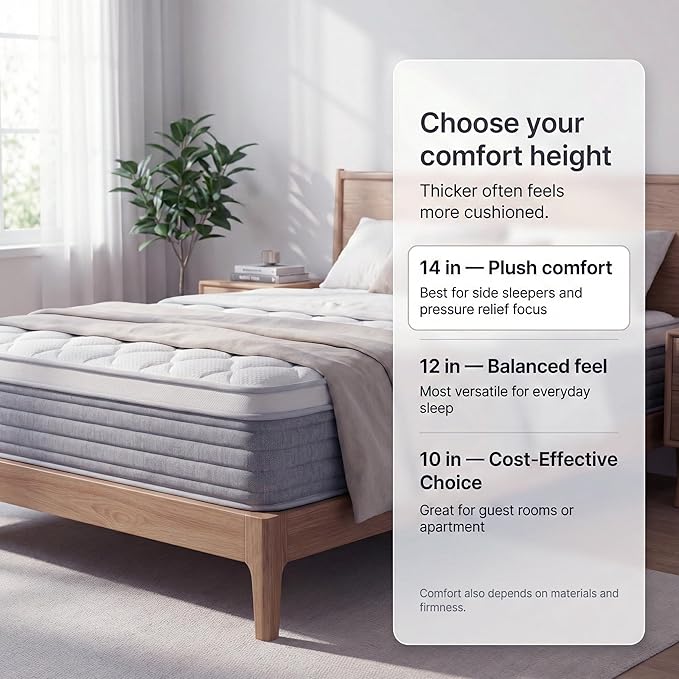 14 Inch Twin XL Mattress, Comfort Foam & Pocket Coil Hybrid Mattress in a Box, Medium Firm Cooling Breathable Knit Cover, Motion Isolation & Edge Support, Gray & White