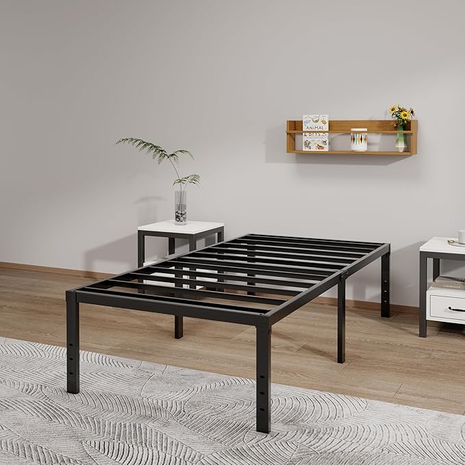 LUMUNANCE Metal Bed Frame Twin XL Size - 18 Inch Heavy-Duty Platform Bed Frame No Box Spring Needed, Easy Assembly, Noise-Free, Sturdy Mattress Foundation, Underbed Storage Space