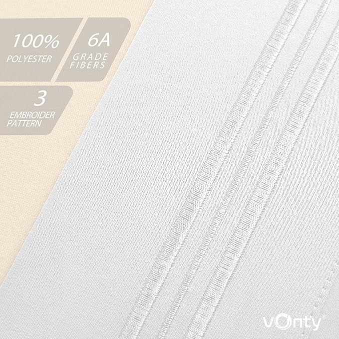 Vonty 2 Pack King Pillow Cases - 20x40 Inch, 1800 Thread Count Microfiber Pillowcases King Size White Pillow Cases Luxury & Soft Embroidered Bed Pillow Covers with Envelope Closure