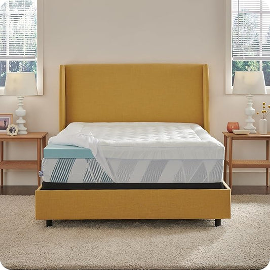 Sealy Dreamlife 3” Gel Memory Foam California King Mattress Topper with 1” Quilted Cooling Cover, SealyComfort Gel Foam, SealyCool Poly Blend Cover