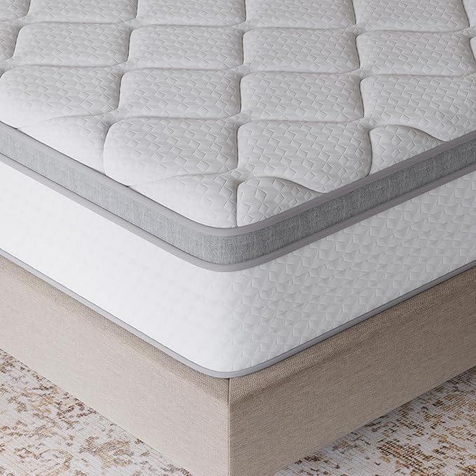 Novilla King Size Mattress, 12 Inch Hybrid Medium Mattress, Comfort Foam & Pocket Coils for Pressure Relief, Low Motion Transfer & Enhanced Edge Support, CertiPUR‑US Certified, Mattress in a Box