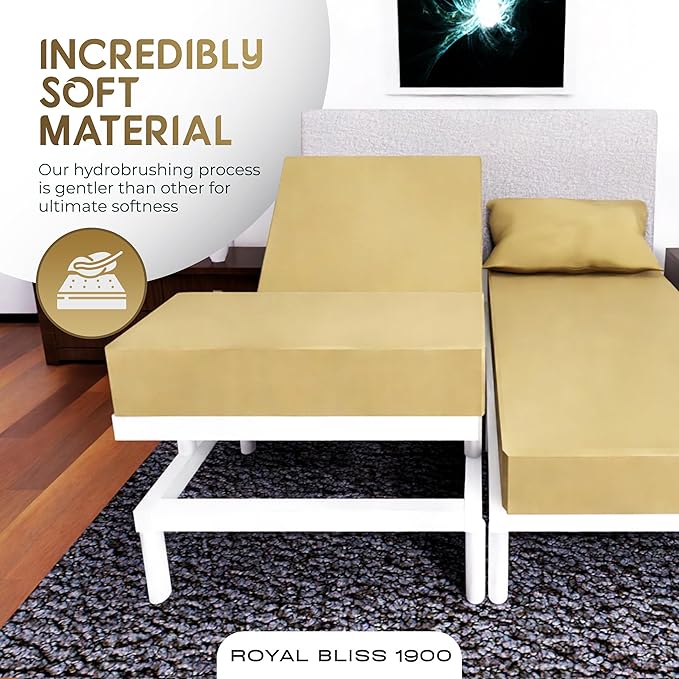 Split California King Sheets Sets - 5 Pcs Set - Split Cal King Sheets Sets for Adjustable Bed California Split King Sheets Sets Cal King Split Sheets for Adjustable Bed (Gold)