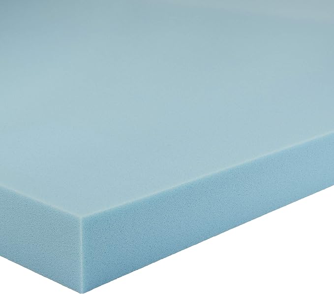 Amazon Basics Cooling Gel-Infused Memory Foam Mattress Topper for Better Sleep Support, CertiPUR-US Certified, 3 inches, Queen, Blue