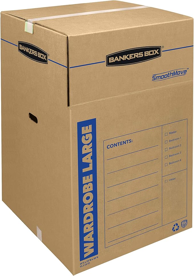 ‎Bankers Box Tall Wardrobe Box 3 Pack, 24-in x 24-in x 40-in (7711001)