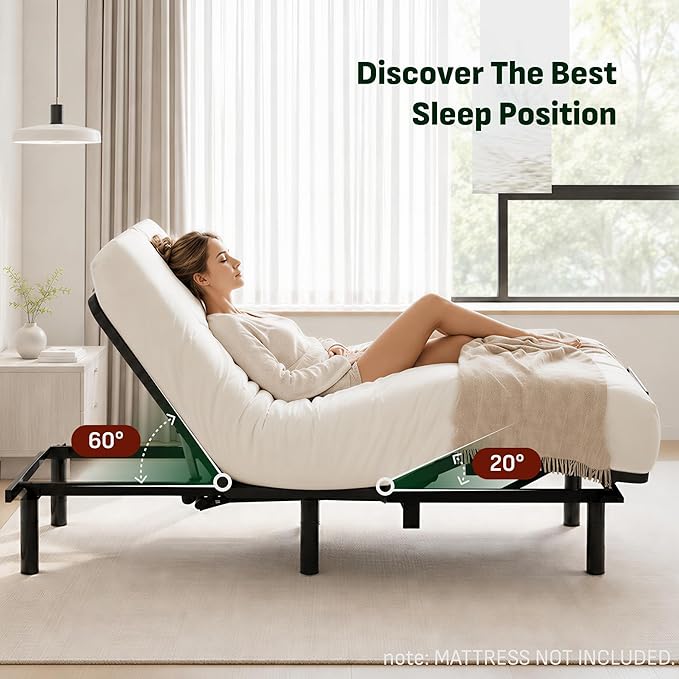 Softa Split King Adjustable Bed Frame, Head & Foot Lift, Electric Bed Base with Remote Control, Whisper Quiet Motor, Oxford Fabric Bedspread, Mattress Holder, Easy Assembly