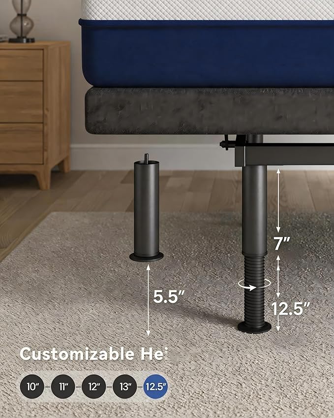 Queen Size Adjustable Bed Frame with Massage & Zero Gravity - Electric Bed Frame with Remote, USB Charging, LED Night Light, 7.5-12.5" Adjustable Height, 900LBS Capacity, Quiet Motor