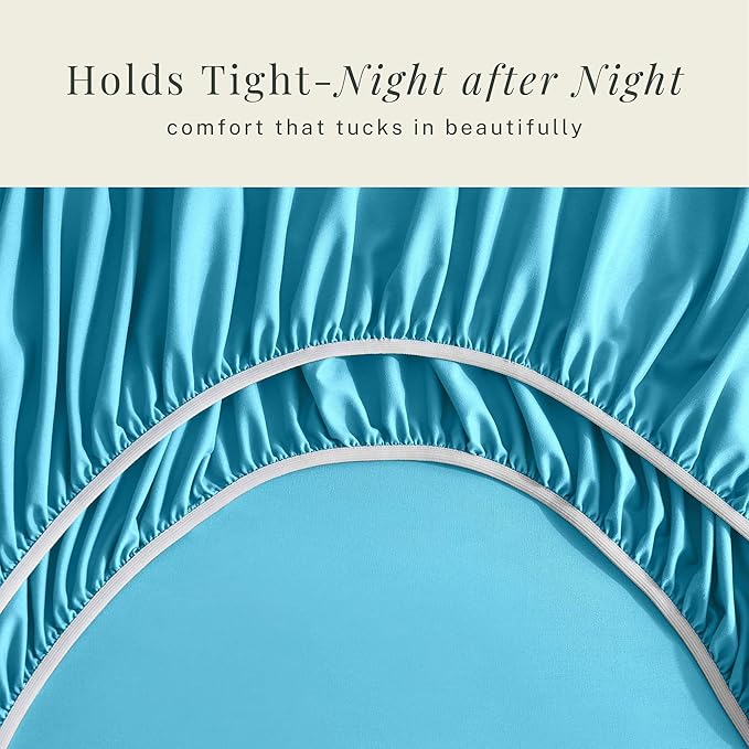 Hearth & Harbor Bed Linen Set - Split King Size, 6 Piece, Extra Deep Pocket, Microfiber, Beach Blue