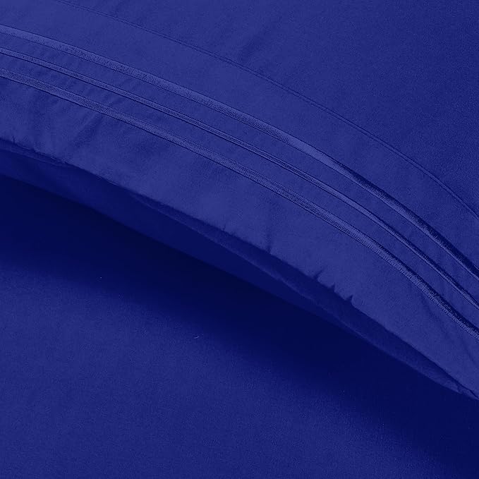 Elegant Comfort Luxury Ultra-Soft 2-Piece Pillowcase Set - 1500 Premium Hotel Quality Microfiber Double Brushed - Wrinkle Resistant, King Size, Royal Blue