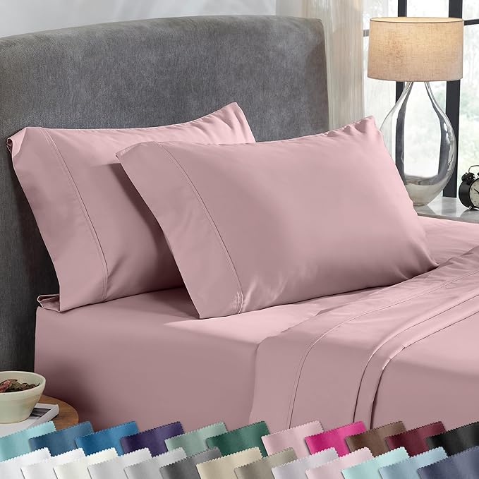 California Design Den Queen/Standard Pillow Cases Set of 2-400 Thread Count Sateen, Natural 100% Cotton, Pillow Covers Queen Size, Soft, Roomy and Breathable - Mauve