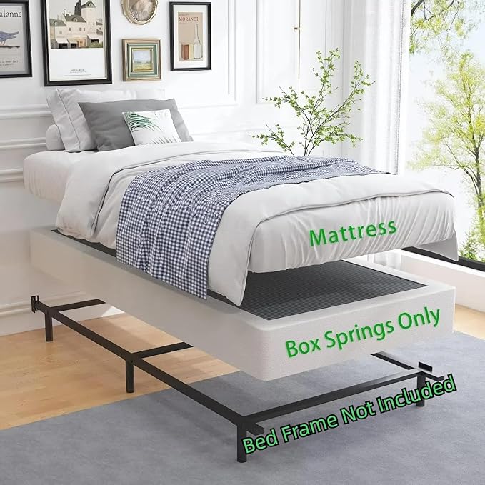 ALDRICH Box Springs Twin 9 Inch, Heavy Duty Metal Frame Mattress Foundation with Easy Clean Cover, Noise Free, Easy Assembly