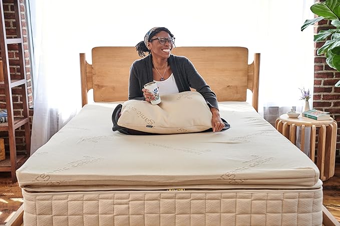 Naturepedic 2'' Adagio Latex Mattress Topper - Thick Cooling Breathable Top Mattress Pad for Back Pain Relief & Full Body Contouring Comfort - California King