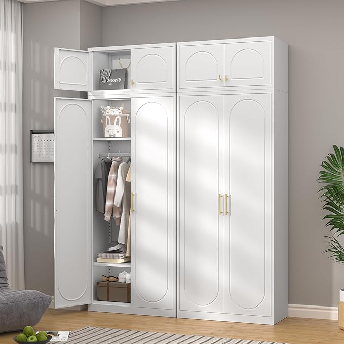 32" Metal Wall Cabinet 2 Doors,Black Hanging Cabinets with Handle,Metal Wardrobe Cabinets,Armoire Wardrobe Closet,Clothes Storage Cabinet for Bedroom, Office, Laundry Room