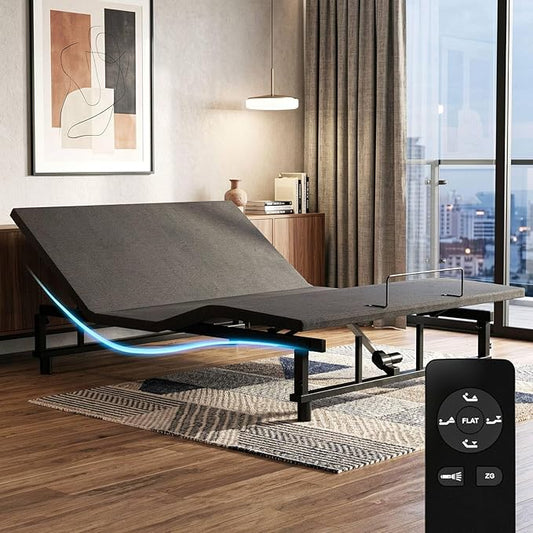 King Size Adjustable Bed Frame with Wireless Remote, Zero Gravity & Head & Foot Incline, Heavy-Duty Steel Frame, Whisper-Quiet Motor, Easy Installation (79" L x 74" W x 12.72" H)