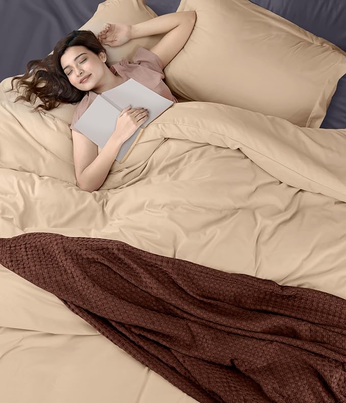 Utopia Bedding Duvet Cover Twin Size - 2 Piece with Zipper Closure - 1 Comforter Cover 68X90 Inches & 1 Pillow Sham 20X26 Inches (Beige) Comforter Not Included
