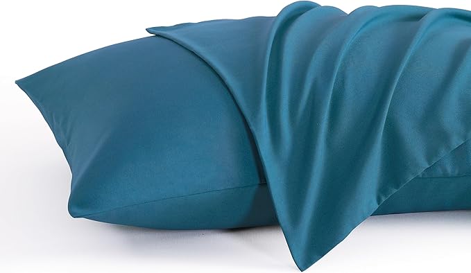 NTBAY Standard Pillow Cases Set of 2, 2 Pack Brushed Microfiber 20x26 Pillow Cases, Soft, Wrinkle, Fade, Stain Resistant Teal Blue Pillow Cases with Envelope Closure, 20x26 Inches, Teal Blue