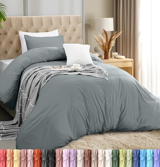 Utopia Bedding Duvet Cover Set with Pillowcases- 2 Pieces Bedding Duvet Cover with Zipper Closure - 1 Duvet Cover with 1 Pillow Sham - Soft Brushed Microfiber (Twin/Twin XL, Grey)