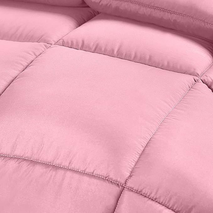 Utopia Bedding Twin Comforter Duvet Insert, Quilted Pink Comforter with Corner Tabs, Box Stitched Down Alternative Comforters Twin Size 64 x 88 inches