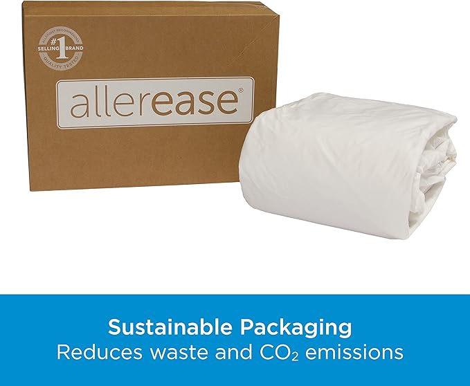 AllerEase Waterproof Mattress Protector Stain Protection Full Size Allergen Barrier Hot Water Washable Machine Washable Durable Zippered Knit Mattress Cover Stretch Corners (White)
