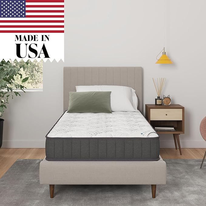 Ottomanson Twin XL 7.5" Medium Firm Innerspring Mattress – Bonnell Coil System with Comfort Foam – Fiberglass Free – Made in USA – Bed in a Box – Supportive & Durable Sleep Surface