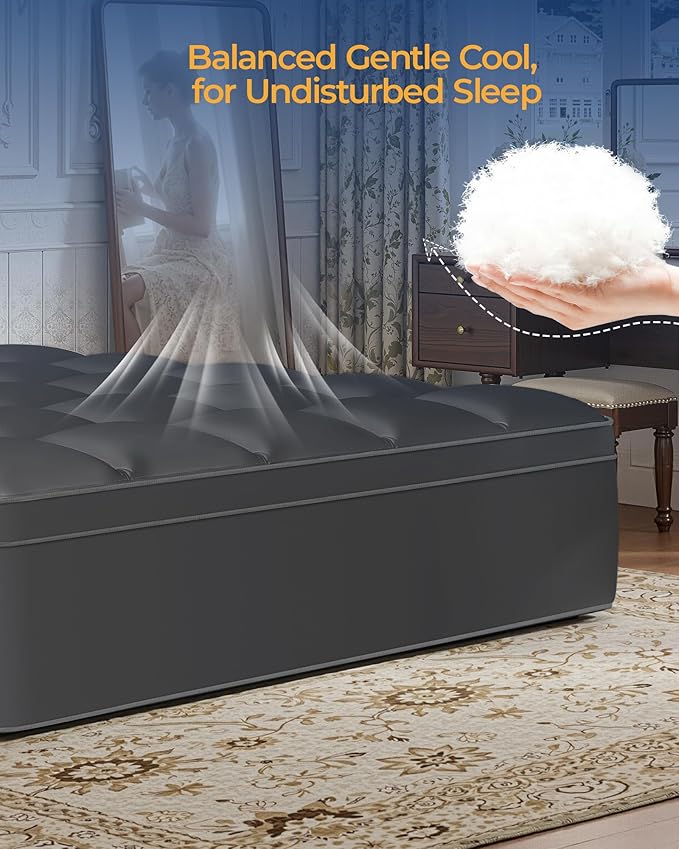 KAYFIA King Mattress Topper, Extra Thick Mattress Pad Cover for Deep Sleep,3D+7D Snow Down Alternative Fill Overfilled Plush Pillow Top Mattress with 8-23 Inch Deep Pocket-Grey