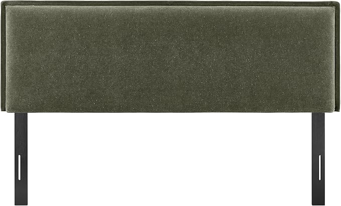 Modway Camille Queen Size Upholstered Linen Blend Headboard with Removable Slipcover – in Sage - Padded Pillow Style Headboard with Adjustable Mounting for Queen Beds