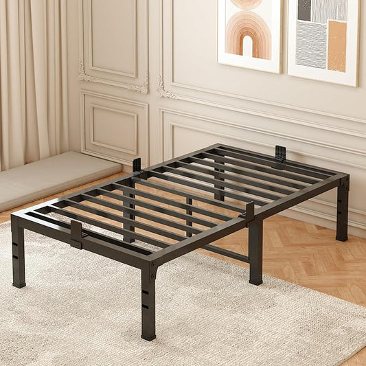 FUIOBYVV Twin XL Bed Frames 18 Inch Heavy Duty Metal Platform Bed Frame Twin Size Support Up to 3500 lbs,No Box Spring Needed,No Shaking,Steel Slat Support,Noise Free,Easy Assembly